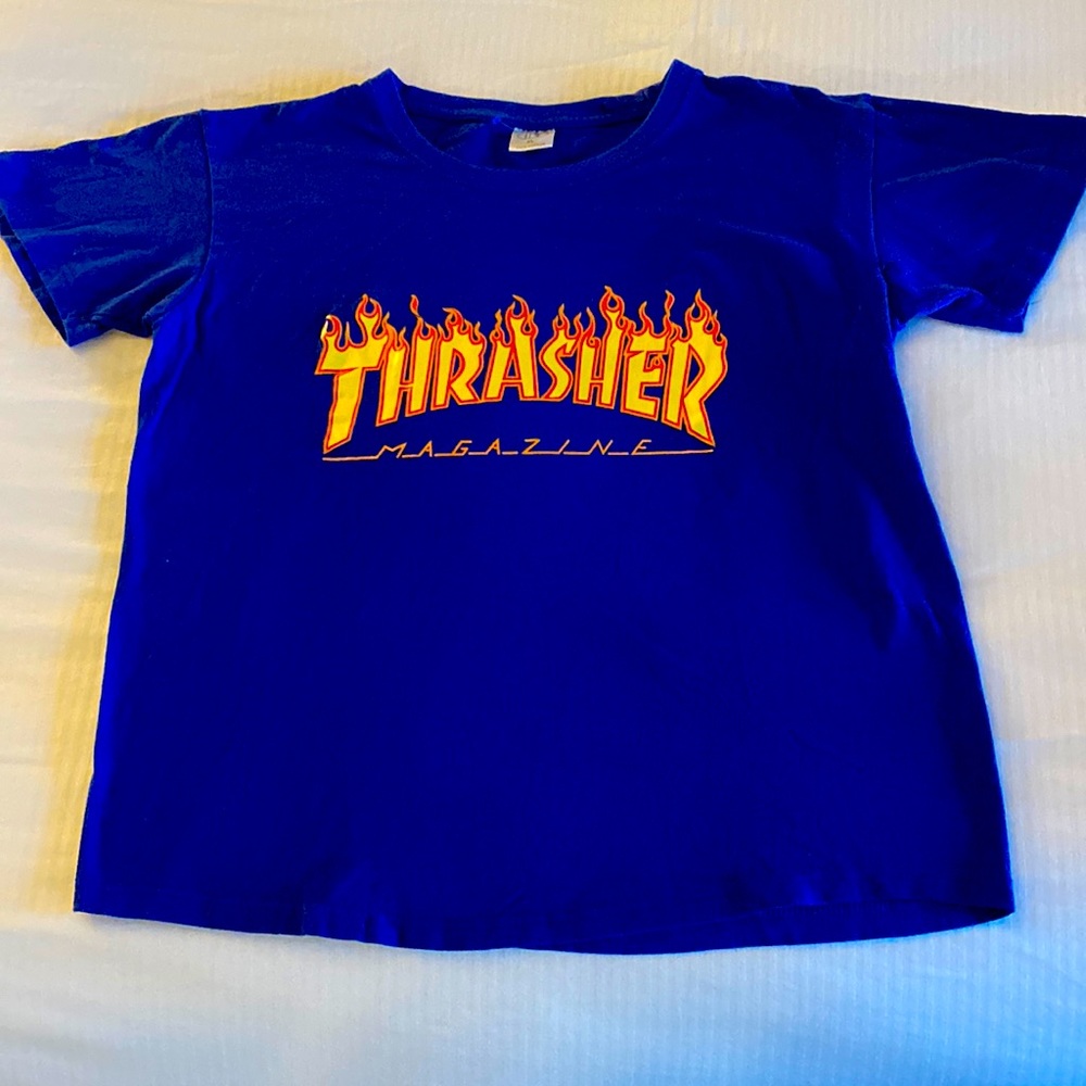 Youth XL (women’s small) royal blue Thrasher Magazine tee T-shirt